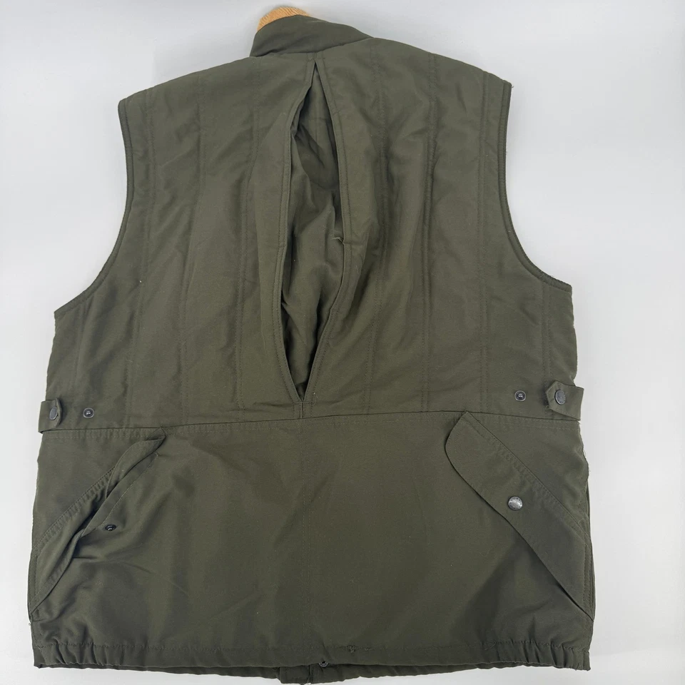 VTG Orvis Quilted Vest Large Sporting Tradition Men Olive Green Corduroy Collar - Image 4 of 4