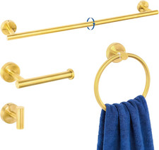 4 Pieces Bathroom Accessories Hardware Set, 24 Inch Towel Bar, Towel Ring, Robe