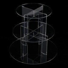3 Tier Clear Level Round Cupcake Stand Dessert Acrylic Display Cake Stand