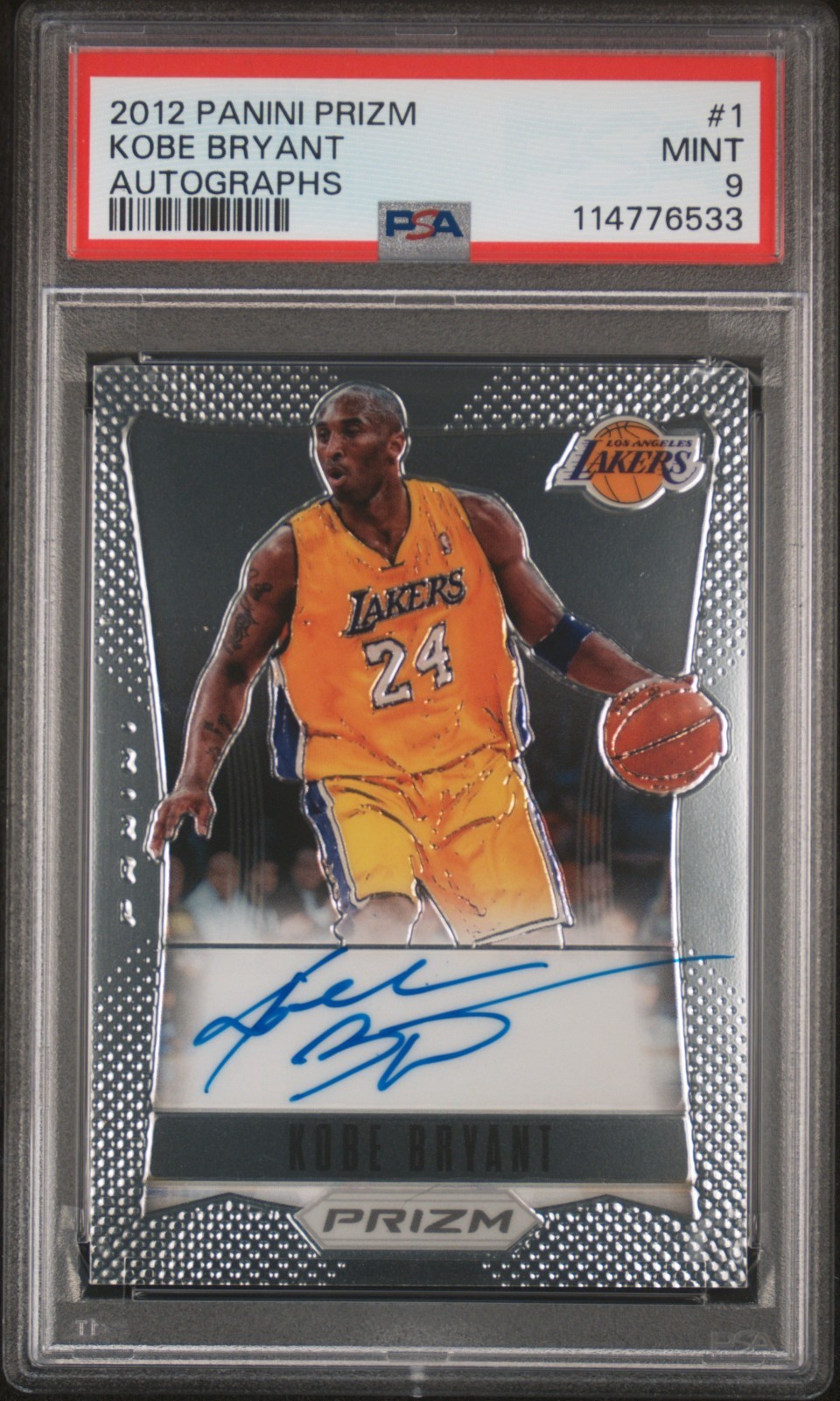 2012 PANINI PRIZM AUTOGRAPHS KOBE BRYANT PSA 9 MINT W/BOLD BLUE AUTO