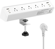 Tecmojo Desk Clamp Power Strip 5 Outlet with 2 USB A and 4 USB C Ports, 6 ft Cor