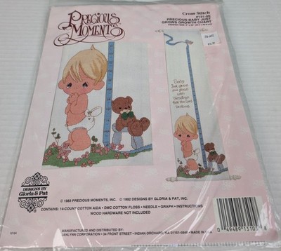 1992 Precious Moments Cross Stitch Growth Chart 8 x33  by Gloria & Pat Vintage 