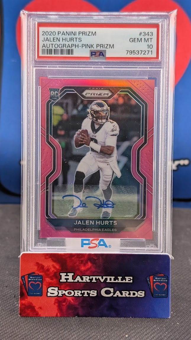 2020 Prizm JALEN HURTS RC Rookie Auto Pink SP PSA 10 Philadelphia Eagles