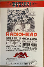 Rare RADIOHEAD - FEAR STALKS THE LAND - 2000 Large Poster Ex Cond Pyramid Poster