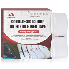 5 Rolls Iron-On Hemming Tape, Extra Strong Adhesive 60GSM, 5 Widths, 5 Yards/Rol