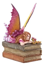 Amy Brown Autumn Pink Book Club Fan Fairy with Wyrmling Dragon Figurine 7"H