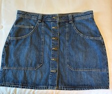 Old Navy Jean Skirt, Button Front, Front Back Pockets, 100 Cotton Size 14