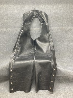 Lucky Leather By Leather World Chaps Men s Size XXL Black Some Road Wear