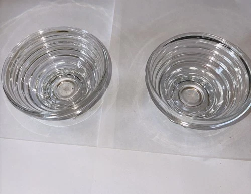 Vtg Anchor Hocking Manhattan Ribbed 4 Inch Dessert Bowl Set Of 2