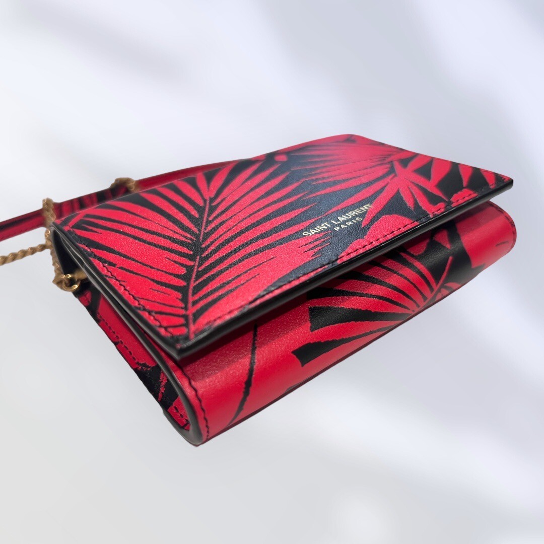 Mini borsa Saint Laurent stampa palma tropicale nuova con etichette