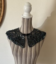 Vintage Black Beaded Collar Cape Art Deco Woman's One Size  