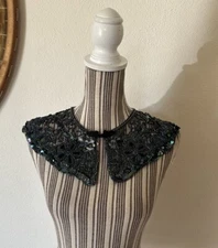 Vintage Black Beaded Collar Cape Art Deco Woman's One Size￼