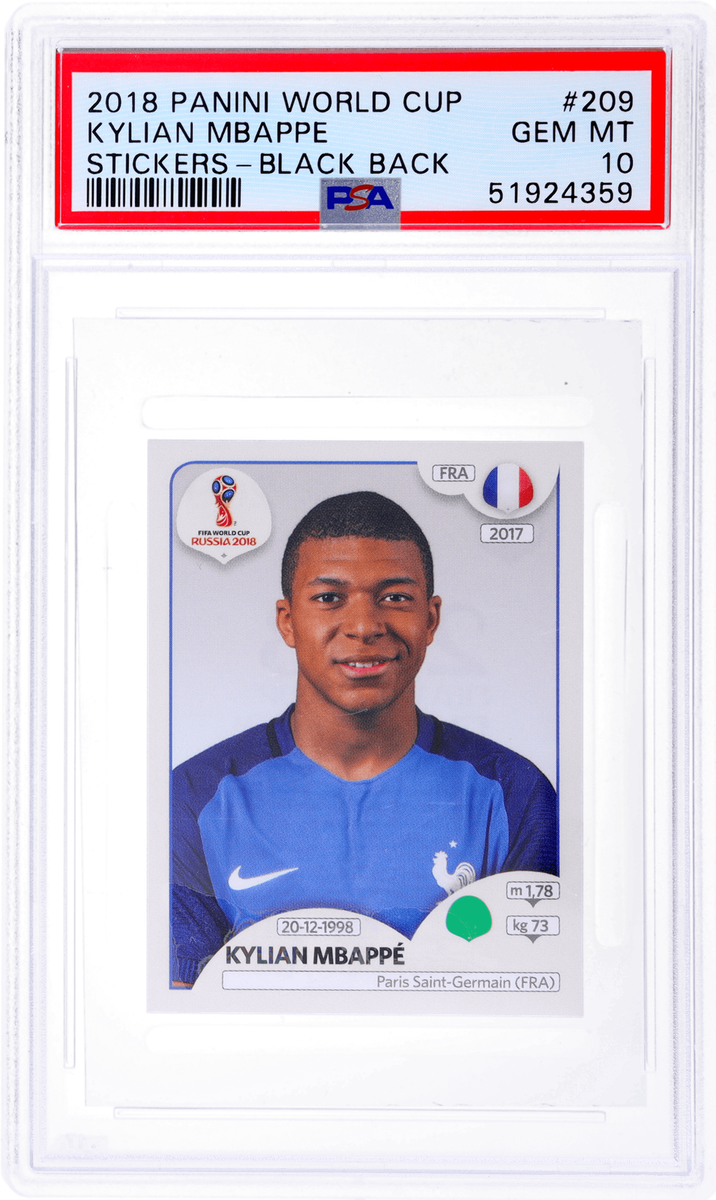 PSA9 RC mbappe panini 2018 W杯 2018 Panini World Cup Stickers Kylian Mbappe Black Back #209