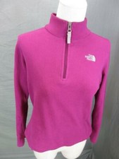 The North Face Size L 14-16 Girls Purple Outdoor Half-Zip Fleece Pullover T799