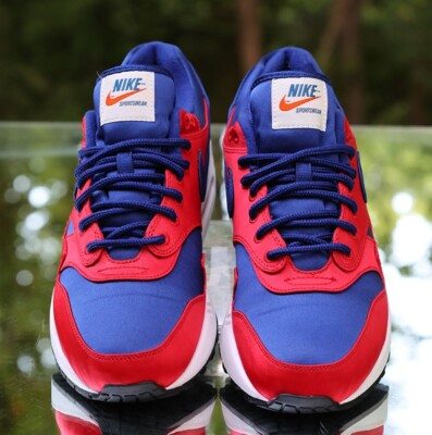 28cm NIKE AIR MAX1 SLIDE エアマックス スライド 赤青 Nike Air Max 1 Satin Pack 2018 Men's Size 9 Red Blue White Custom