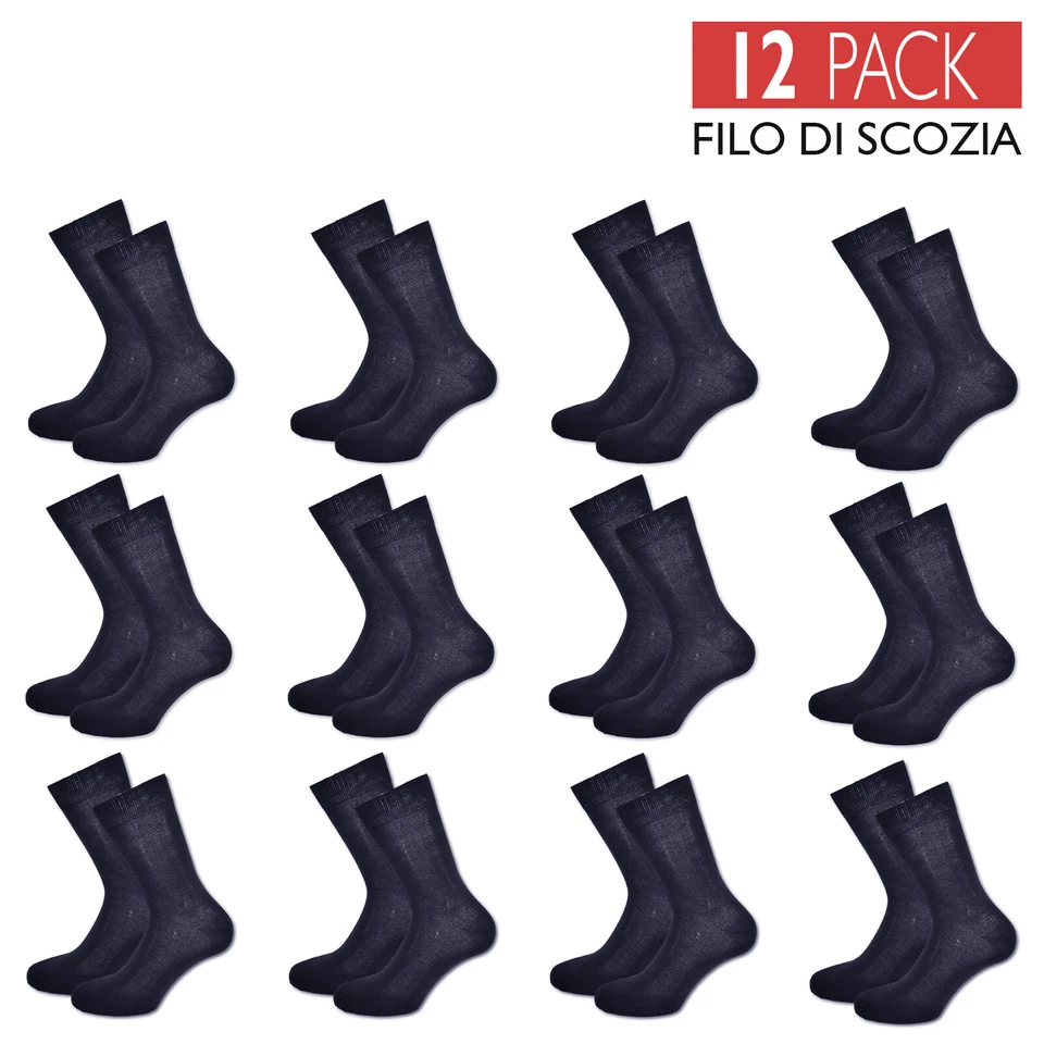 Set 12 Paia Calze Uomo Filo di Scozia Calzini Elasticizzati Cotone Leggero VEQUE - Immagine 2 di 4