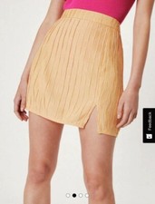 Nasty Gal  Woven Plisse Mini A-Line Skirt - Apricot  Size 8 New