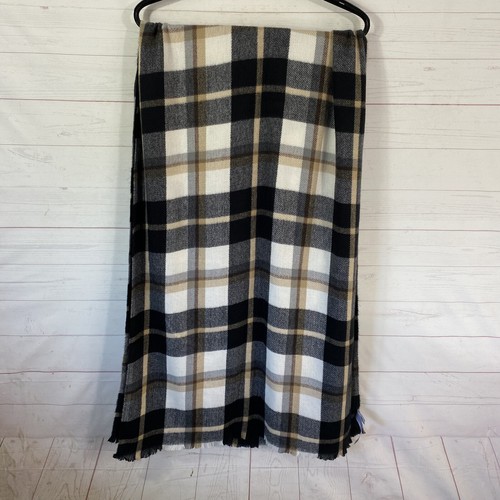 Old Navy Womens Plaid Blanket Scarf One Size Black/Brown Soft Polyester Knit - Picture 4 of 7