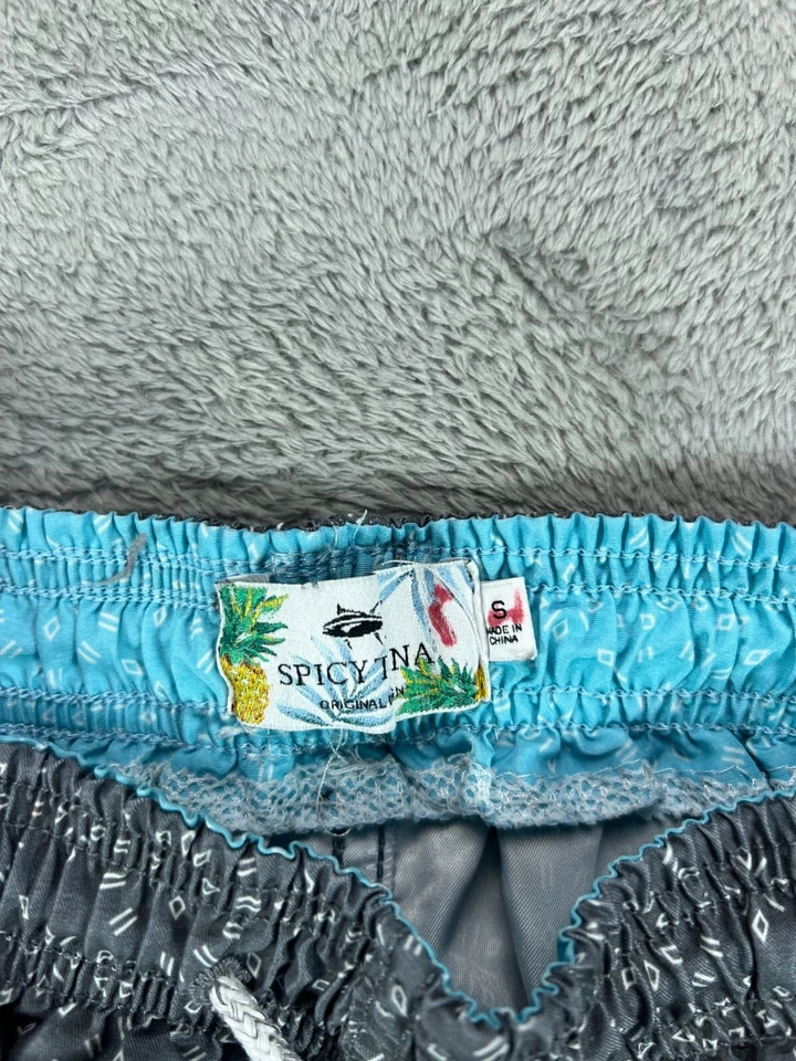 Traje de baño para hombre pantalones cortos baúl pequeño atún picante diseño original gris bolsillo de carga Foto 2 de 4