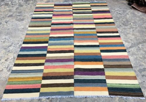 Afghan Kilim Flat Weave Kilim,Wool Kilim Stunning Large Kilim 6x8 ft Free Ship - Picture 1 of 10