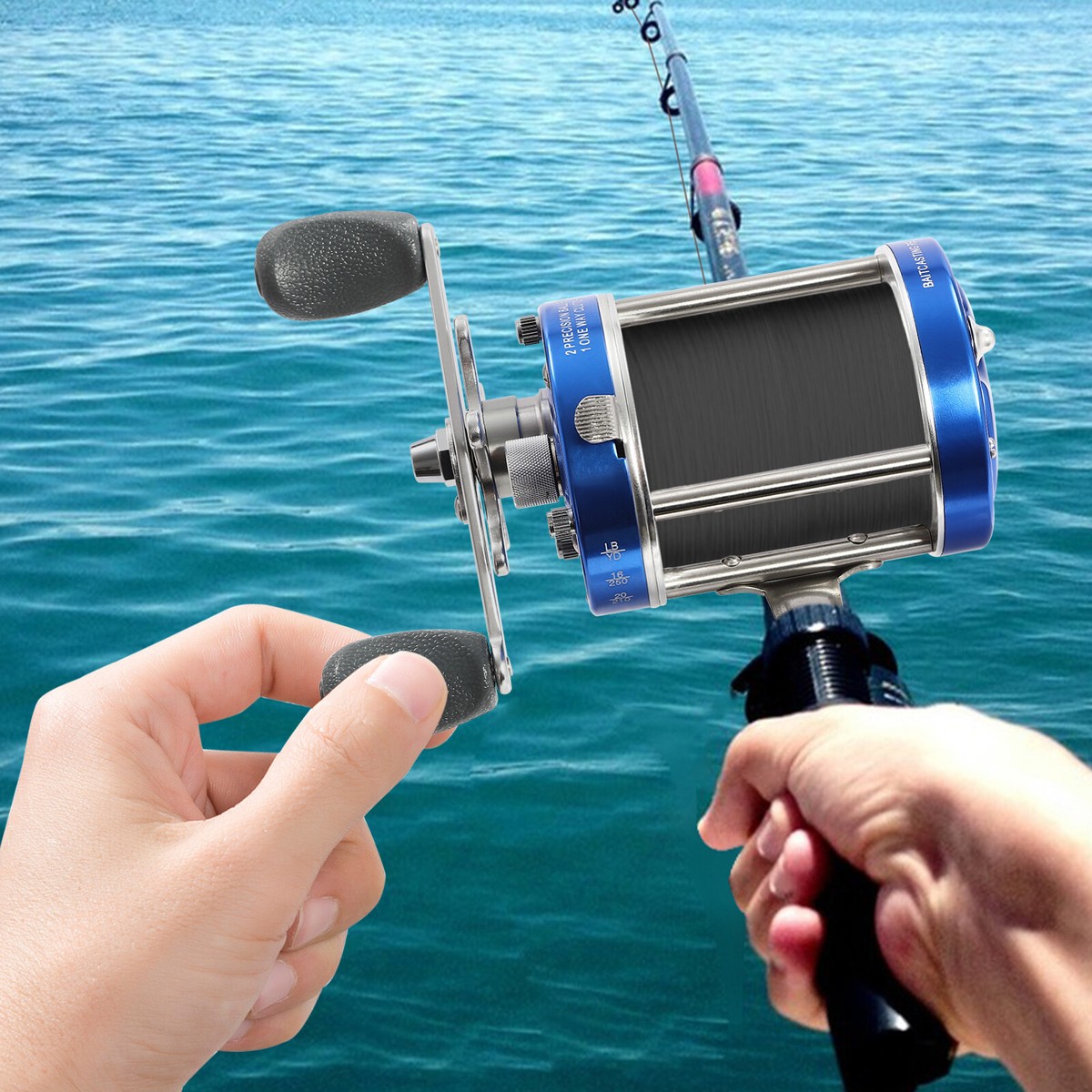 1*Trolling Fishing Reel Saltwater Left Hand Sea Bait Casting