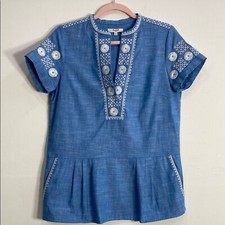 Madewell Embroidered Chambray Mini Dress Size Small Pockets