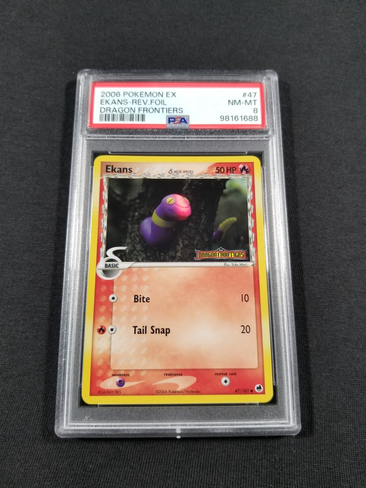 Pokemon Card Reverse Holo Ekans 47/101 PSA 8 NM-MT ex Dragon Frontiers