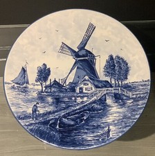 Espositore piatto da parete Delftware Delft blu dipinto a mano mulino a vento decorazione Olanda arte