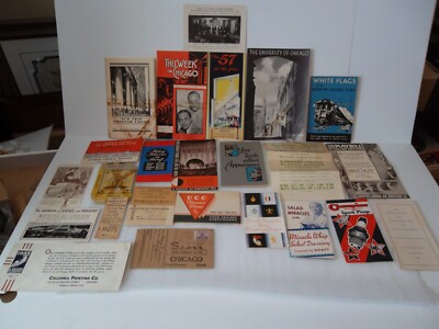 1933/34 CHICAGO ILL WORLDS FAIR CENTURY PROGRESS EPHEMERA LOT TICKETS MENU'S MAP