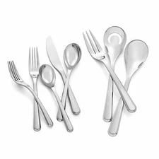 Nambe Aura 45 Piece Stainless Steel Flatware Cutlery Set - Service For 8, Silver
