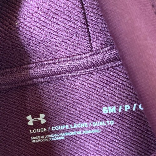 Under Armour Womens Size Small Purple Logo Funnel Neck Pullover Loose Pockets - Picture 2 of 10