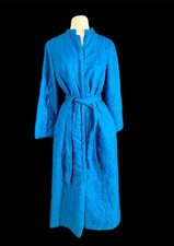Vintage 1960s Quilted Robe Small   Belted Long Lounge Coat Retro Glam Sleepwear