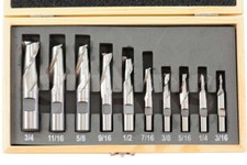 Shars 10 Pcs 3/16-3/4" HSS Two 2 Flute HSS Single End Mill Set New M 
