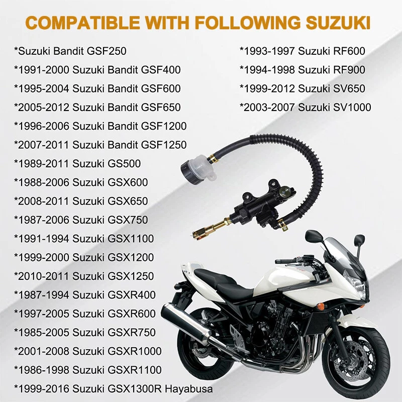 Rear Brake Master Cylinder Pump For Suzuki GS500 GSX 600 650 750 1100 1200 1250 - Image 2 of 4