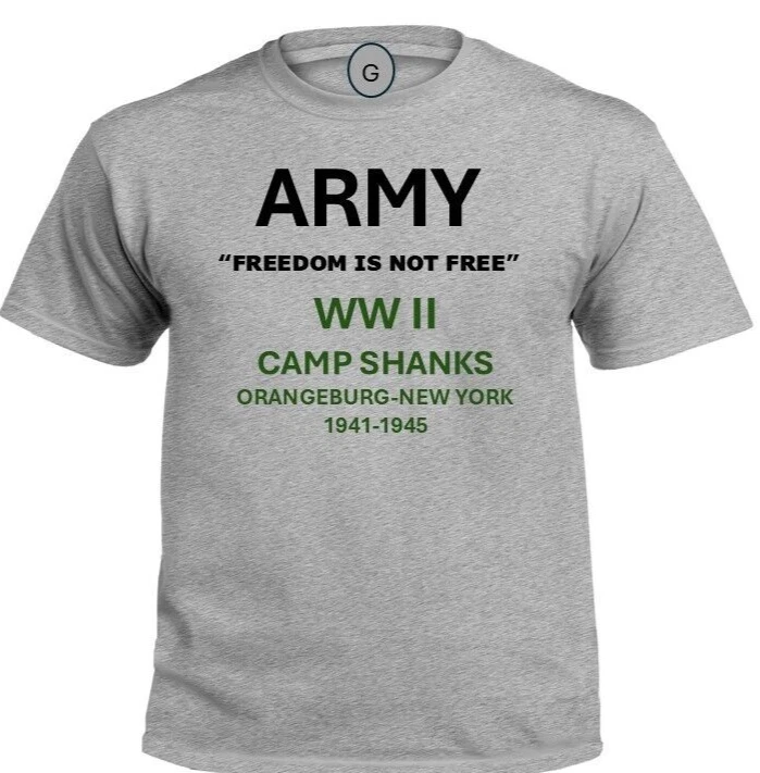 CAMP SHANKS* ORANGEBURG-NEW YORK* 1941-1945*WW II*PT SHIRT. OFFICIALLY LICENSED