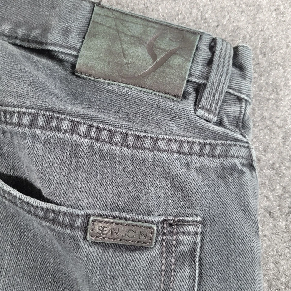 Pantalones de mezclilla para hombre Sean John Hamilton (etiqueta 36x30) negros holgados relajados (real 36x26) Foto 3 de 4