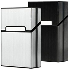 Aluminum Cigarette Case 2 Pack, Magnetic Switch, 85mm King Size,18-20 Capacity