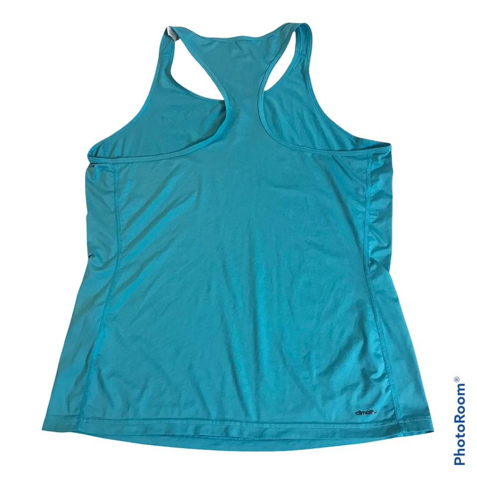 Camiseta Adidas Climalite Feminina Média Racerback Yoga Tênis Regata Turquesa Leve - Imagem 4 de 4