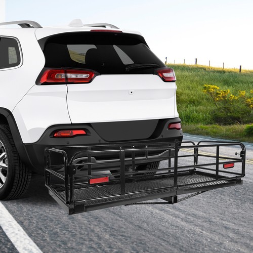 500lb Folding Trailer Hitch Mount Cargo Carrier Basket Rear Luggage Rack Camping - Picture 13 of 14