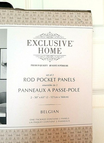 Exclusive Home 50" x 63" Belgian Textured White Rod Pocket Curtain Drape Panels - Picture 2 of 3