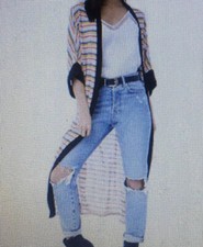 Striped waffle knit cardigan mustard/blue/multi 