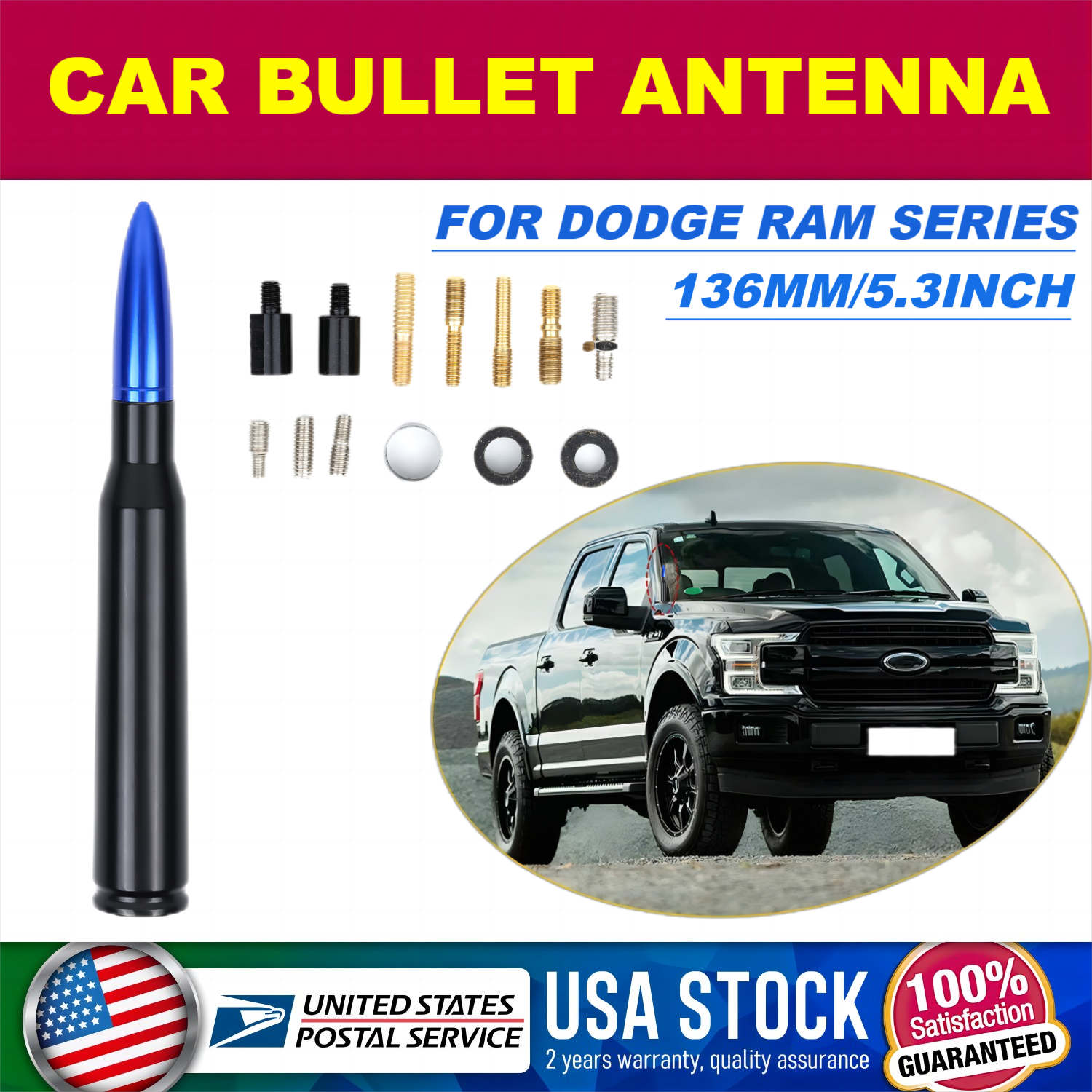 Black-Blue Bullet Antenna for Dodge RAM 1500-4500 Pickup Trucks