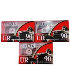 Lot of 3 Maxell UR 90 Minute Blank Audio Cassette Tapes Normal Bias NEW SEALED 