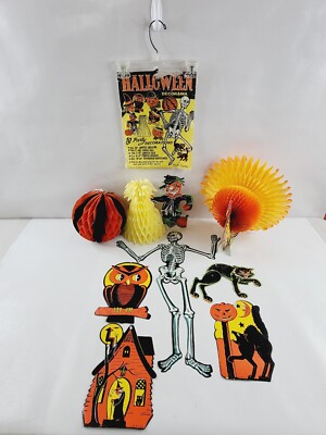 Beistle Halloween Die Cut Decorations Lot Of 8 Original Bag Vintage 60's-80's 