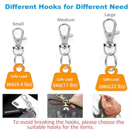 Keychain Key Chain Rings Clips Bulk(60pcs, Large), Silver Large(60) silver - Picture 3 of 7