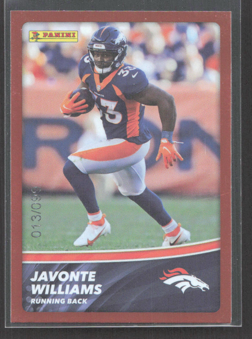 2022 Panini Sticker & Card Collection Javonte Williams #6 Light Orange #013/099