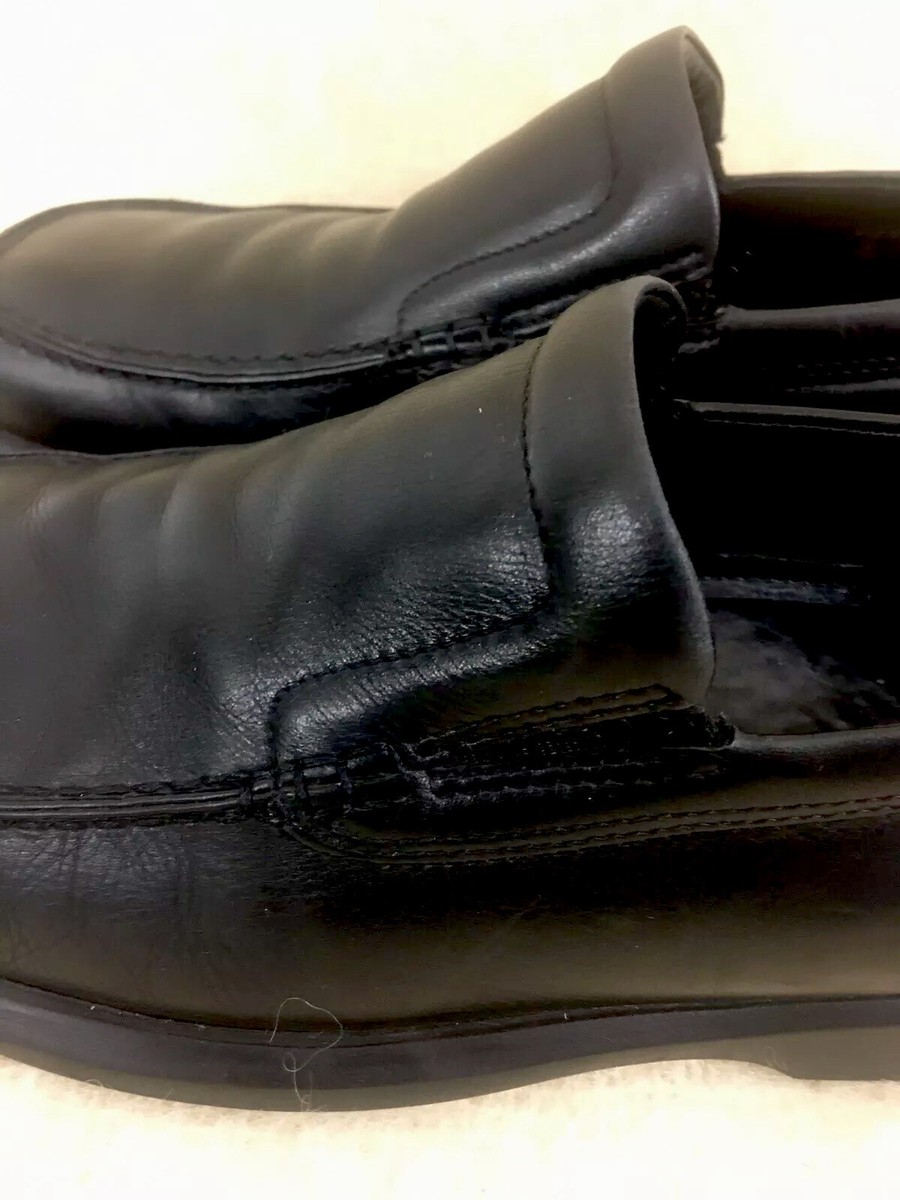 Ecco Loafer Shoes Black Leather Slip-ons Latex Sole Mens US  display picture 2