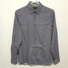 Ted Baker London Dress Shirt Mens Purple  White Stripes Long Sleeve Size 4