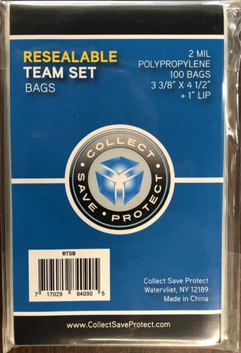 Pack of 100 CSP TEAM Bags Resealable Sleeves Great for Toploaders