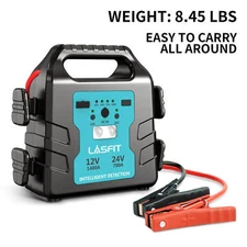 12V/24V Heavy Duty Car Battery Jump Starter Start Vehicles Up to 13L Gas/Diesel
